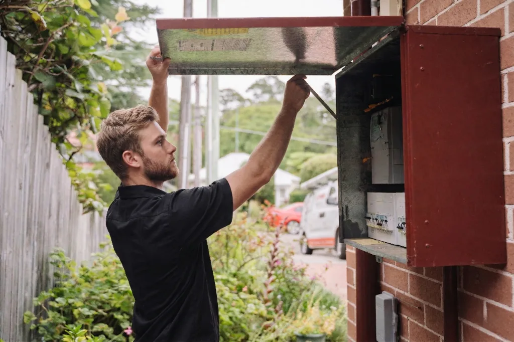 Electrician installing downlights in a Greenwich home